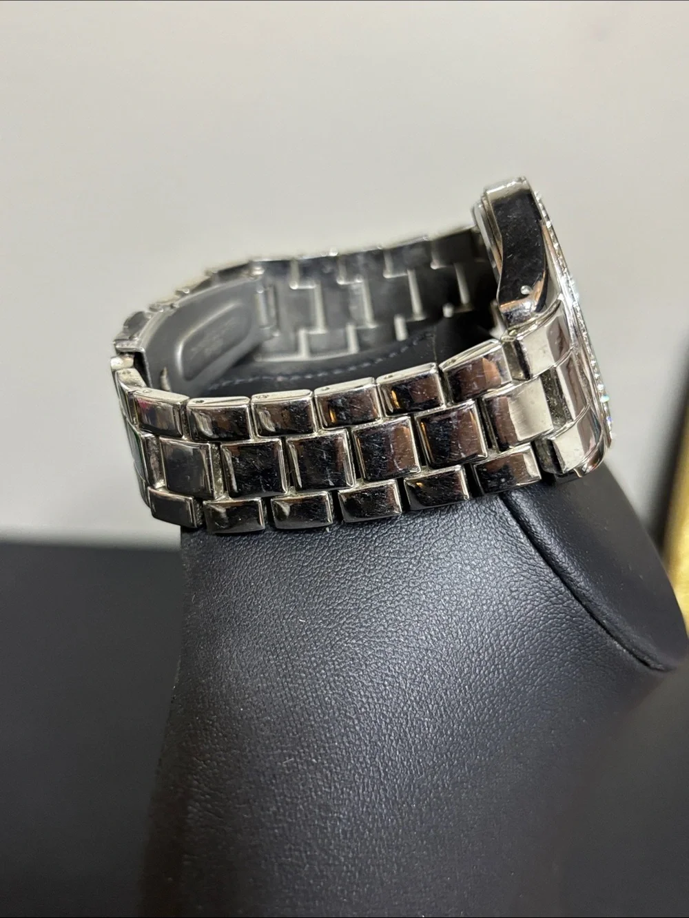 Chico’s Mother-of-Pearl Crystal Bezel Silver Watch Working Stainless Steel